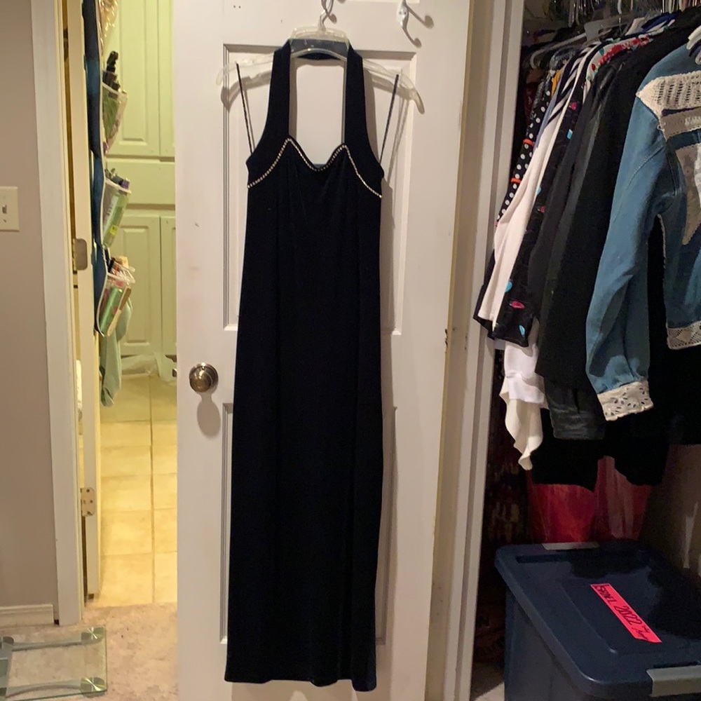 Deep green velvet dress